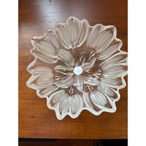 Walther Glas Tulip Bowl Frosted Clear Crystal West Germany Vtg Scalloped 6.5"